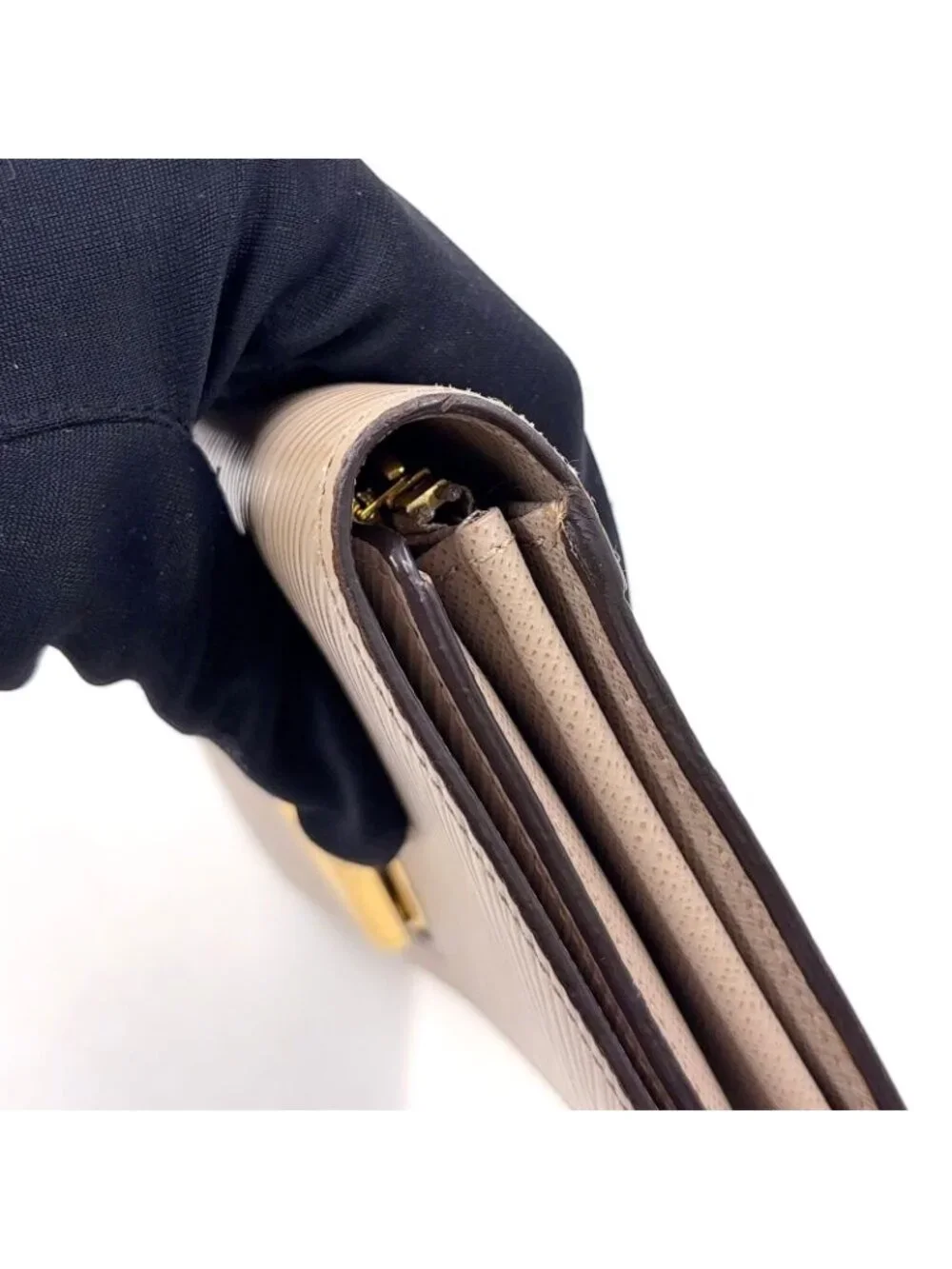 Louis Vuitton Portefeuille Twist Epi Leather Beige Wallet Gold
